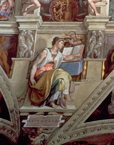 Sixtinische Kapelle Decke: Erythräische Sibylle (nach der Restaurierung) von Michelangelo Buonarroti
